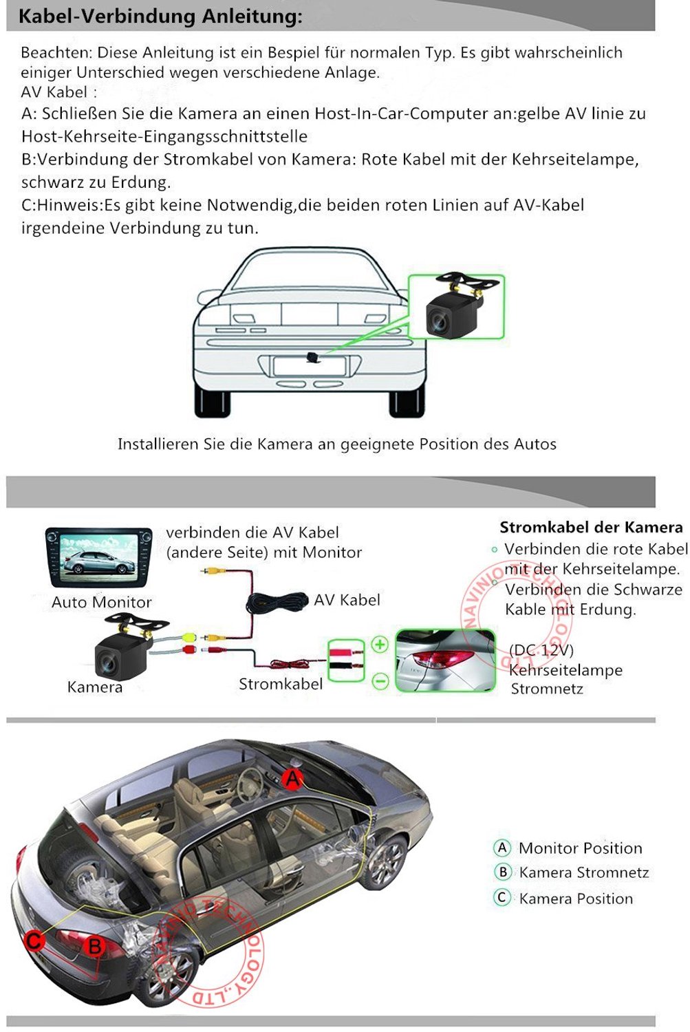 HD achteruitrijcamera - 170° groothoek - waterdicht - verbeterde parkeerhulp voor Lancer/Evolution 2006-2014 - m-winkel
