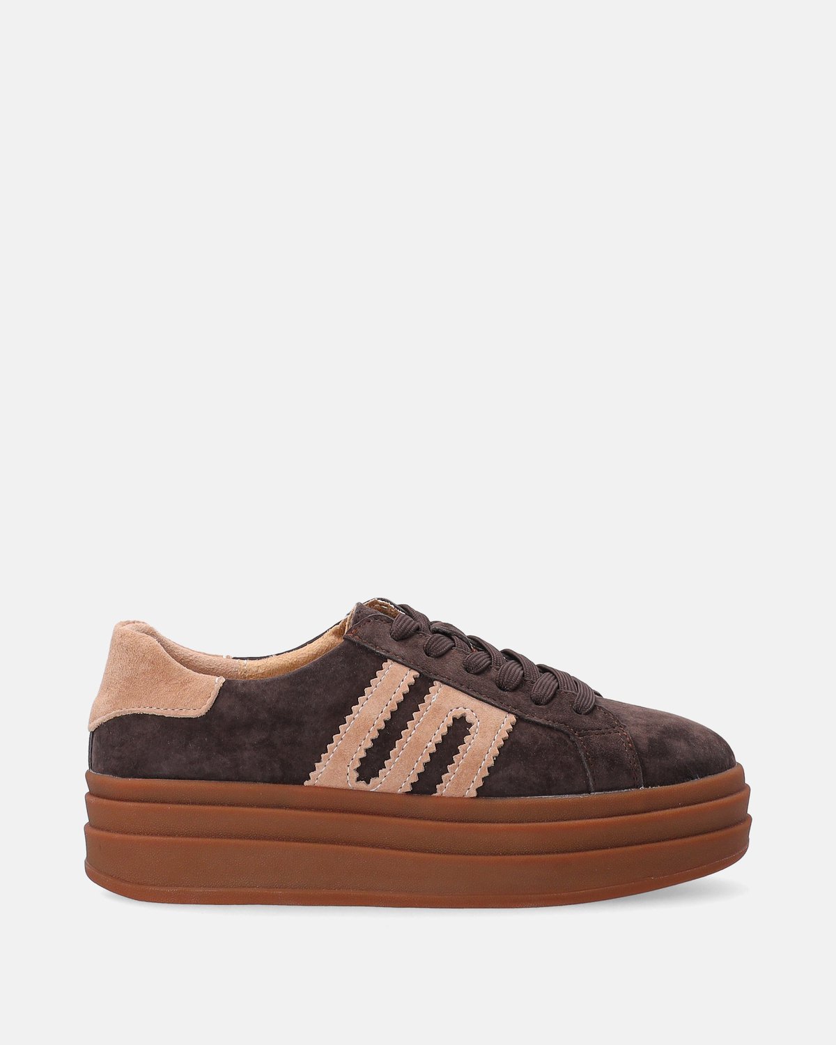 Dames sneakers - Suède - Plateauzool - Bruin