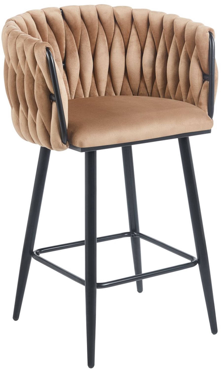 Furnitex H7-FX - Barkruk - Fluwelen Zitting - Cappuccino - Zwart Metalen Frame Cappuccino;Zwart
