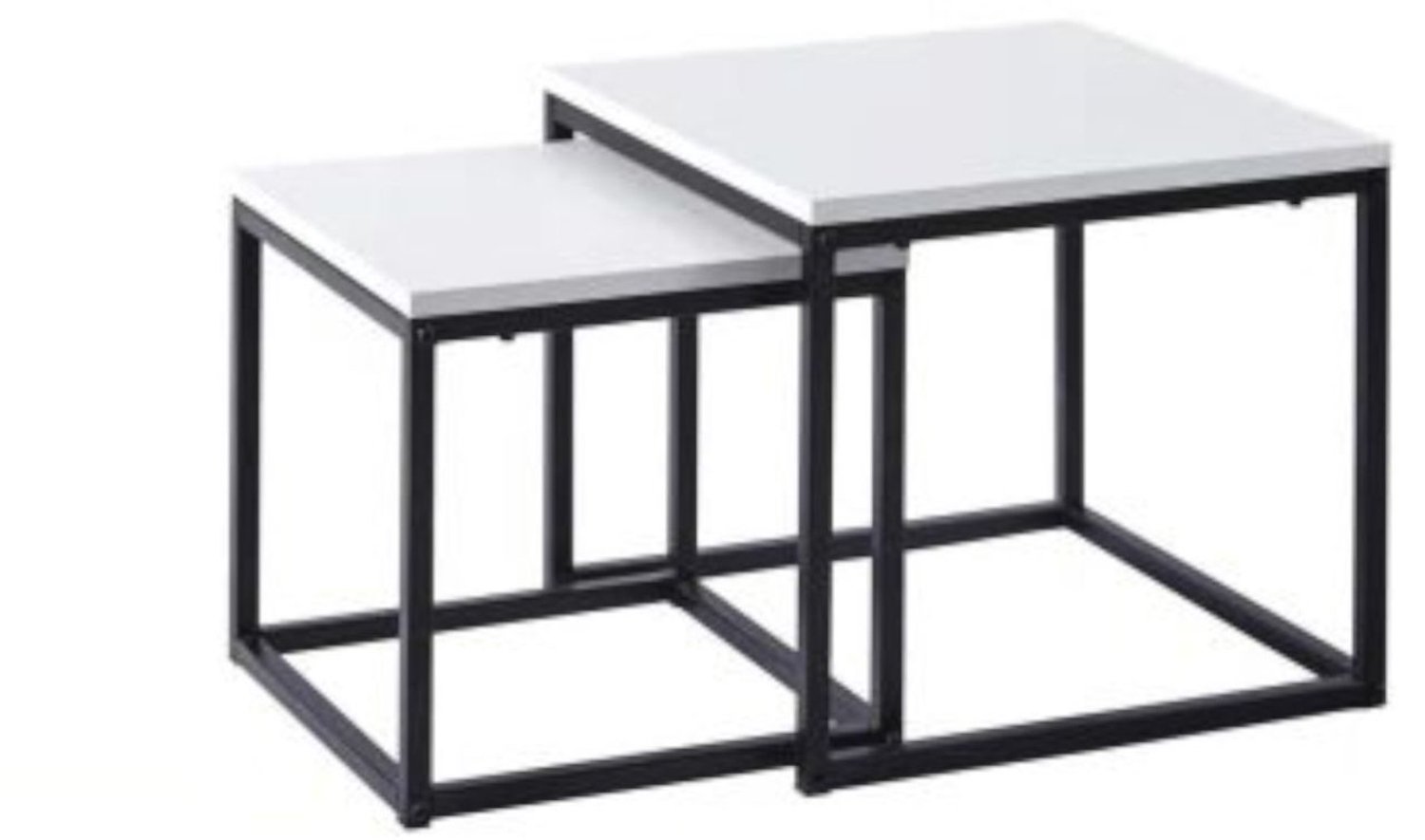 Furnitex ZY-07 Serie - Set van 2 Bijzettafels - Vierkant - Wit en Zwart Wit;Zwart