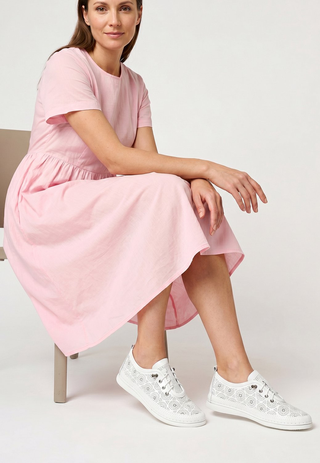 Leren Sneakers - Geperforeerd - Elastische Veters - Wit