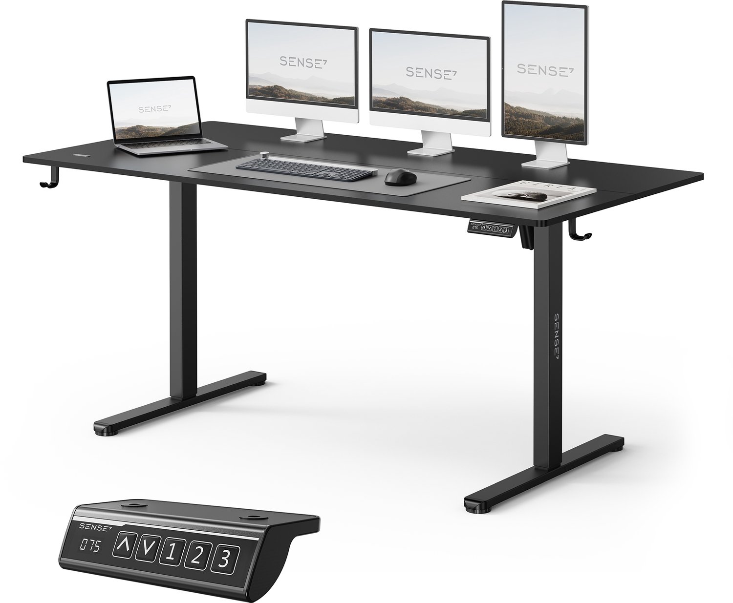 SENSE7 NOJO LIGHT - Elektrisch Verstelbaar Bureau - 160x80 cm - Geheugenfunctie - Zit Sta Bureau - Computertafel - Zwart