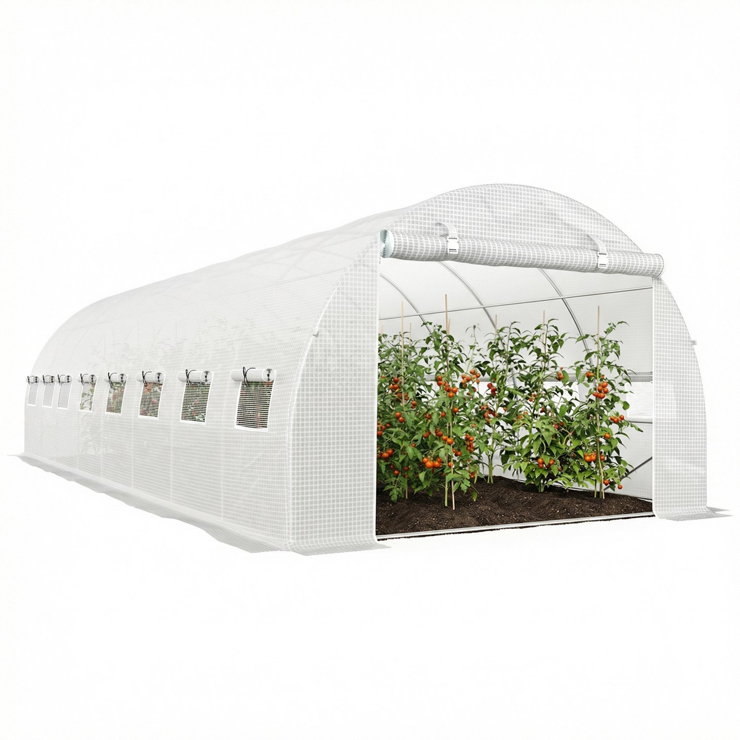 Outsunny Kastunnel - Polyethyleen - 800x300x200cm - Wit