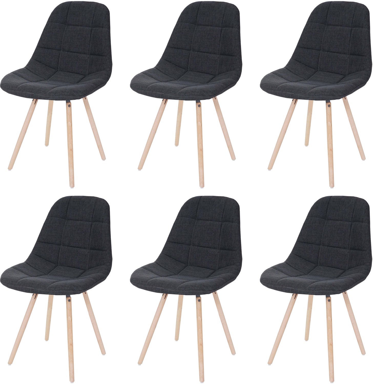 MCW Set van 6 eetkamerstoelen MCW-A60 II, keukenstoel, retro jaren 50 ontwerp ~ stof/textiel donkergrijs