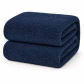 Decoware Teddy Fleece Hoeslaken 140x200 cm - Navy Blauw - Warm & Extra Zacht - Matrashoogte tot 30 cm