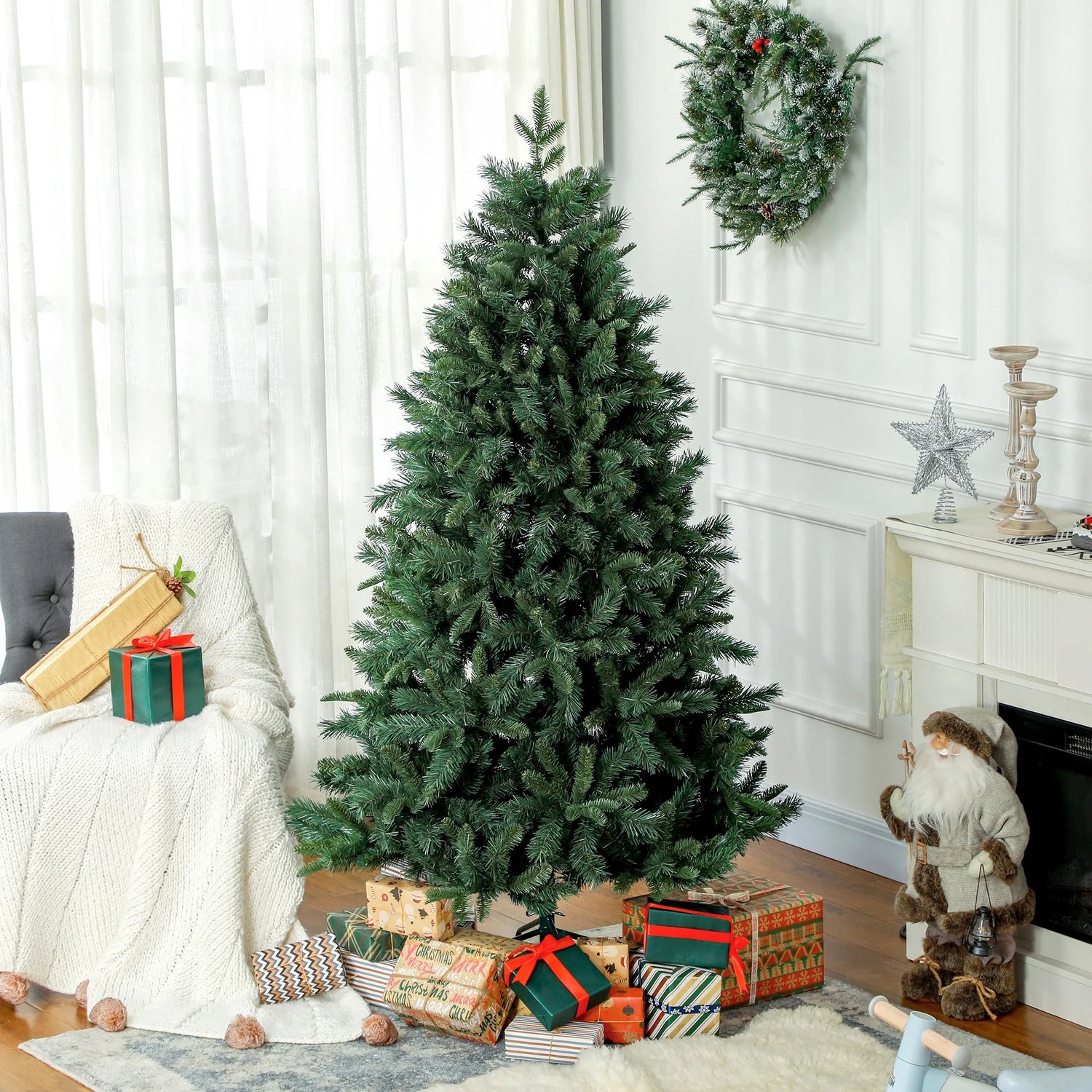 Delightness Kerstboom - Kunst Boom - Decoratie - Kerst - Nep Boom - Feestdagen - Kunststof - 1061 Takken - 102X102X180 Cm - Groen – foto 2