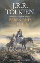 Couverture du livre Beren and Lúthien de J.R.R. Tolkien, illustrant un couple sur un loup dans un paysage.