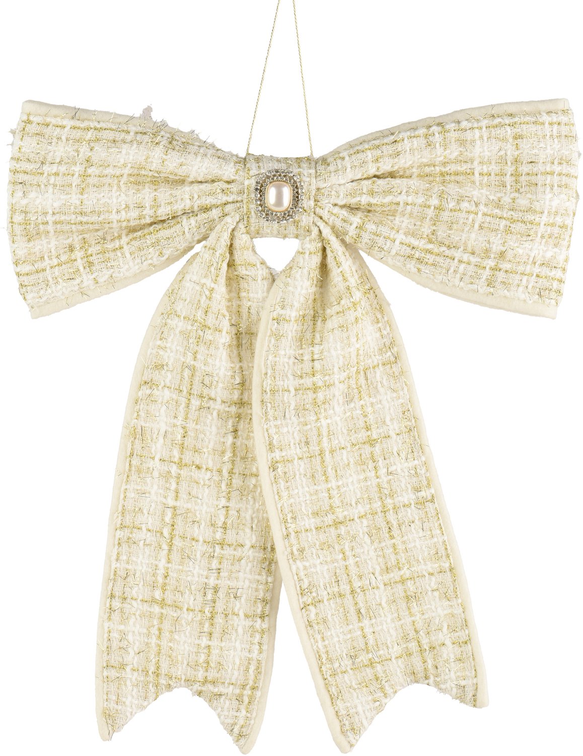 Kaemingk kerststrik champagne met broche 33 cm polyester