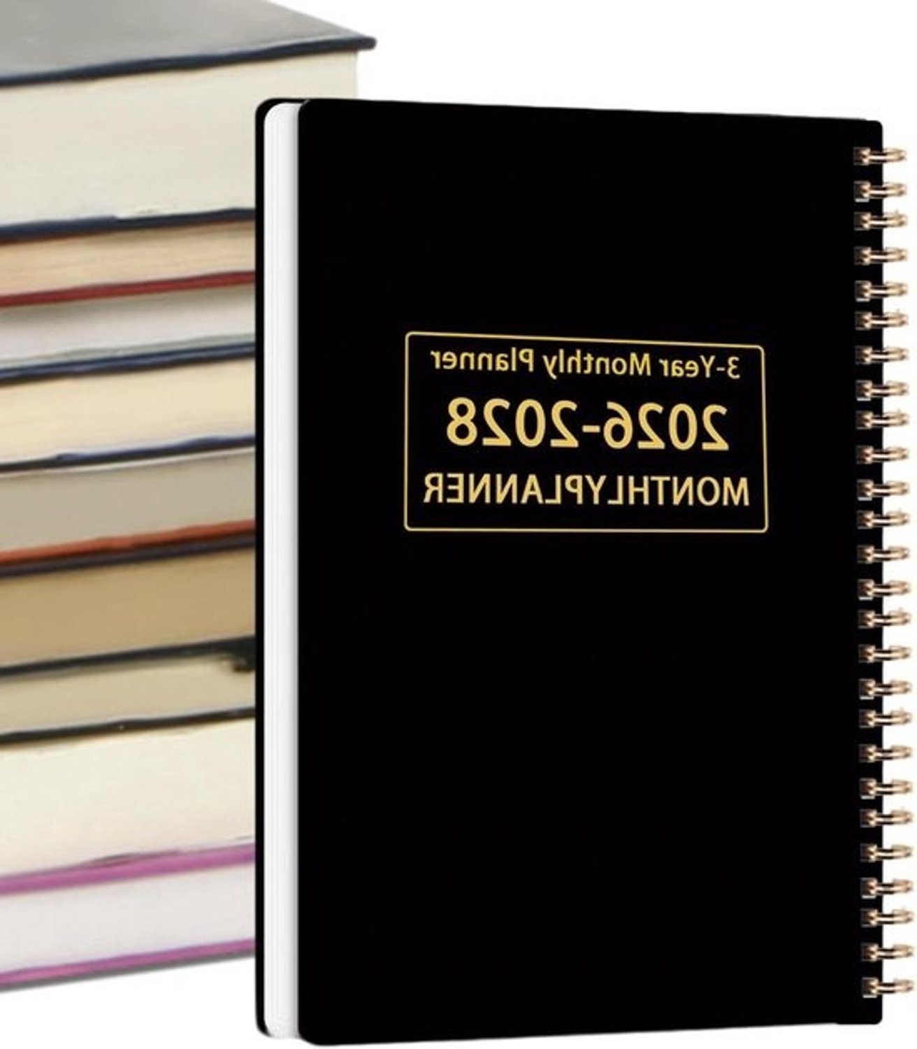 Maandplanner - Agenda Planner - Planning voor Meerdere Jaren - Tweedraads Binding - 219 x 156 x 16 cm - Zwart