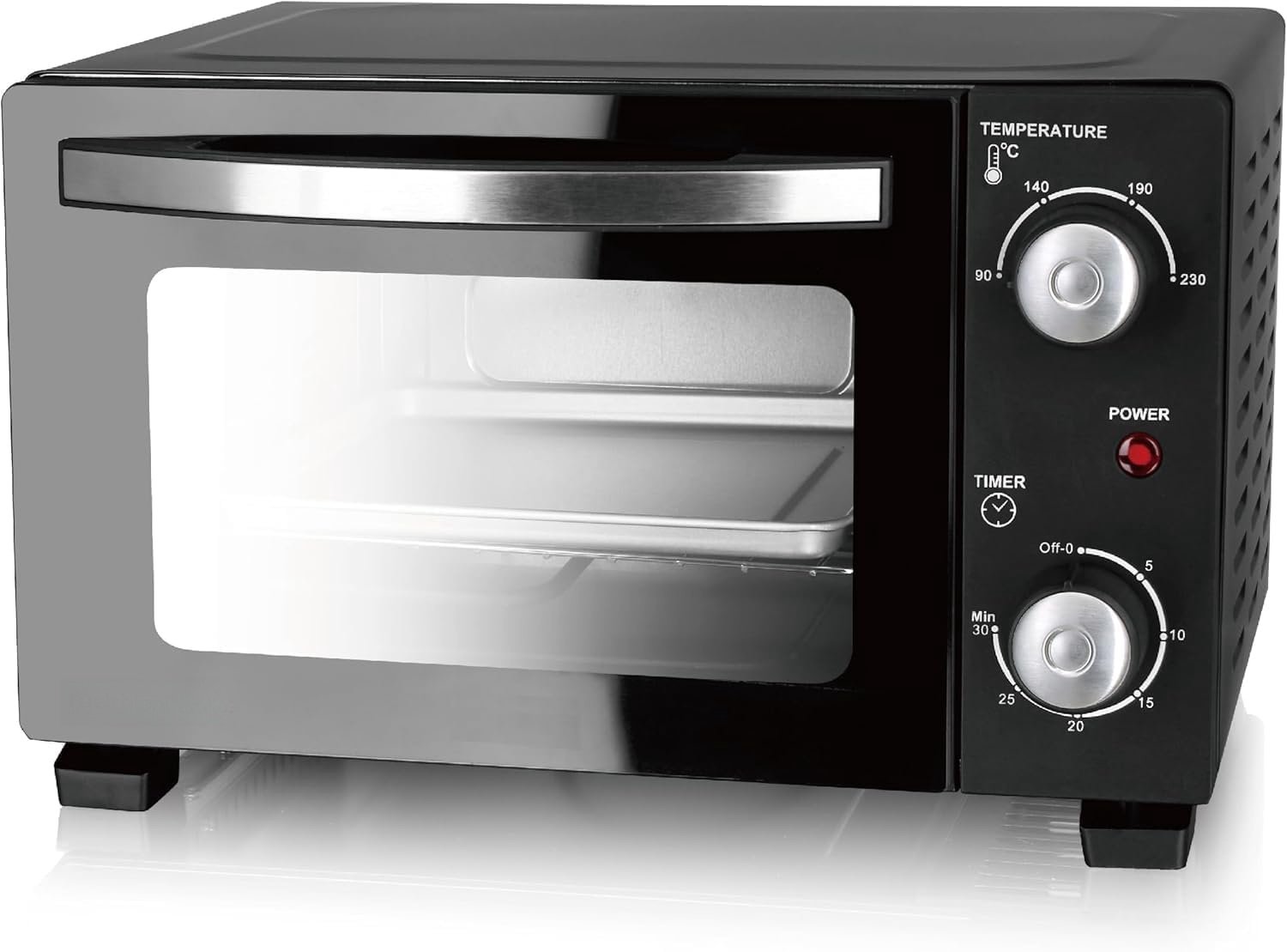 Kavo Mini-oven - Compacte Elektrische Oven - Instelbare Thermostaat - Zwart - 23cm x 37cm x 31cm