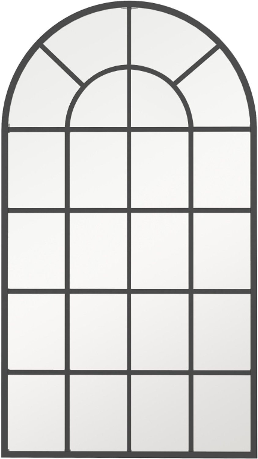 ZYLARO Decoratieve wandspiegel - Grote spiegel - Raamlook - Gebogen - Inclusief ophanging - Zwart en spiegelglas
