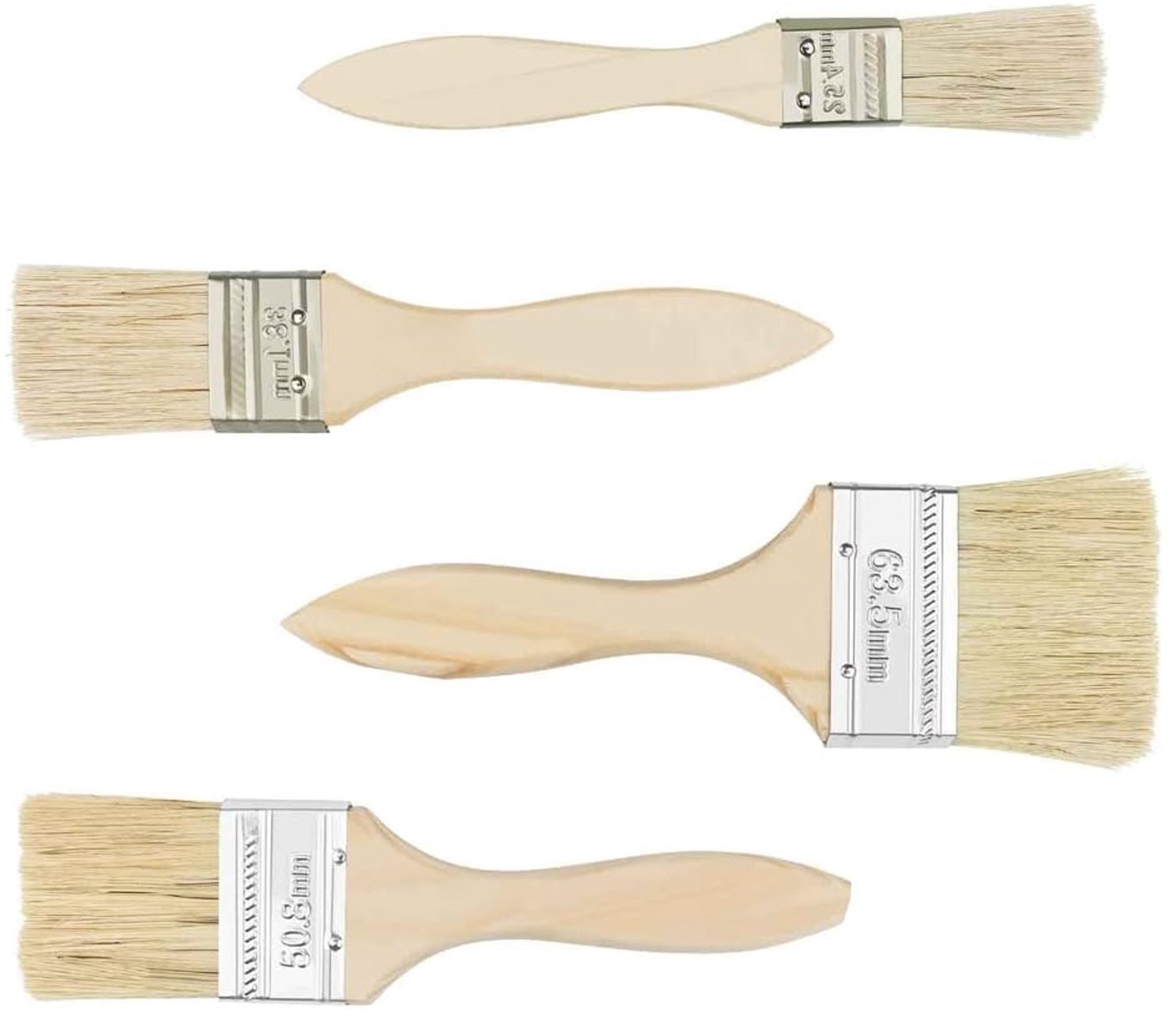 Platte kwast - 4 stuks - houten handvat - ideaal voor lak en glazuur - ServiceTopper