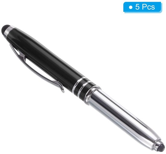 Balpen met stylus tip en LED-zaklamp - 5 Pack — afbeelding 2