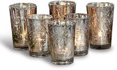 LOBERON Windlicht set van 6 Latona antiekzilverkleurig