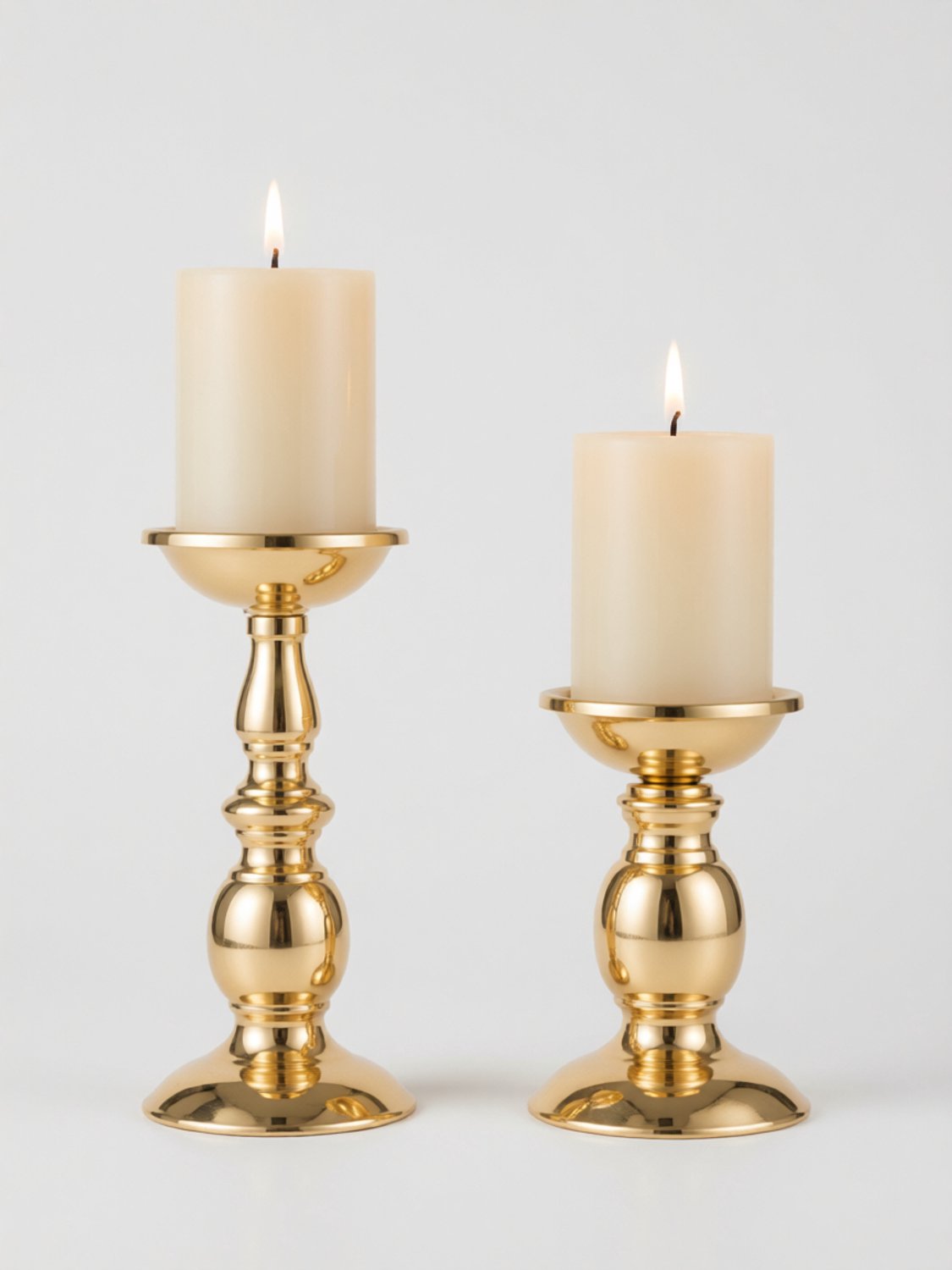 RALA Nuptio Set van 2 Gouden Pijler Kandelaars voor 80mm Stompkaarsen - Metalen Kandelaar voor Woonkamer, Bruiloft en Aromatherapie