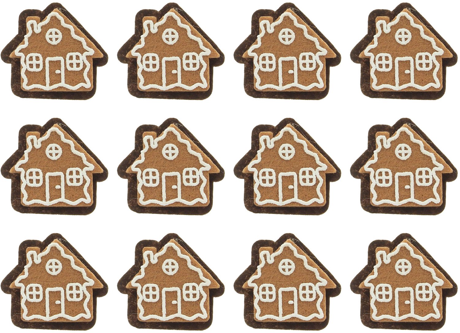 Cadeaustickers 12-delige set - Viltstickers - Kerstmis - Peperkoekstickers - Cadeauversiering - Afmetingen 4 x 5 cm - Kerststickers