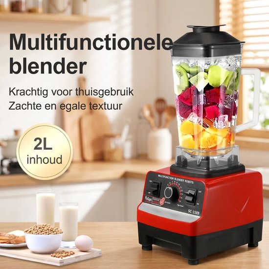 Tremeo Professionele Blender - Inclusief extra maalbeker - 2000W - 2L - RVS Mes - Instelbare Snelheid - Smoothie - Keukenmachine van Tremeo — afbeelding 3