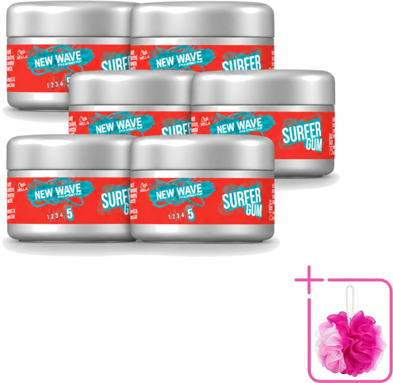 6 x Wella – New Wave Ultimate Effect Surfer Gum - 75 ml - Bulkverpakking - Haarstructuur - Douchemop - Haartextuur