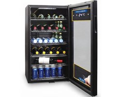 Vantivo® Minibar - Mini Koelkast Glazen Deur - Drankenkoelkast - Flessenkoelkast - 100L - Zwart