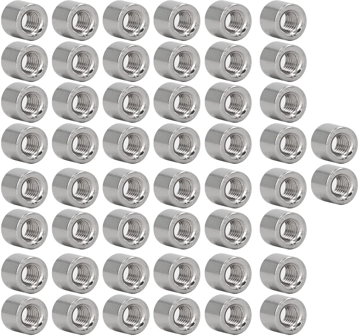 Koppelmoer Ronde - 50 Stuks - M6 x 1.0 mm - 9 mm Lengte - Roestvrij Staal - Volledig Schroefdraad - Stevig en Duurzaam - Moer
