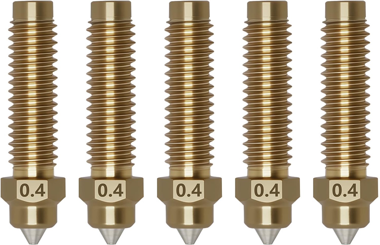 5 Stuks 0.4mm Nozzles voor 3D Printer - Koperlegering en Hardened Steel