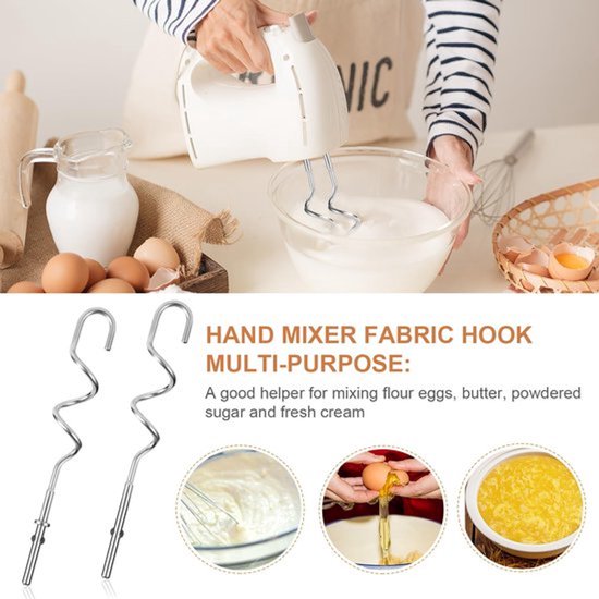 2st Vervangende Deeghaken voor Handmixer, Roestvrijstalen Keukenhaken voor Het Mengen Van Deeg en Brood Handmixer Aid-accessoires Compatibel met KHM 5KSM KSM KSMO KSMH-serie — afbeelding 4