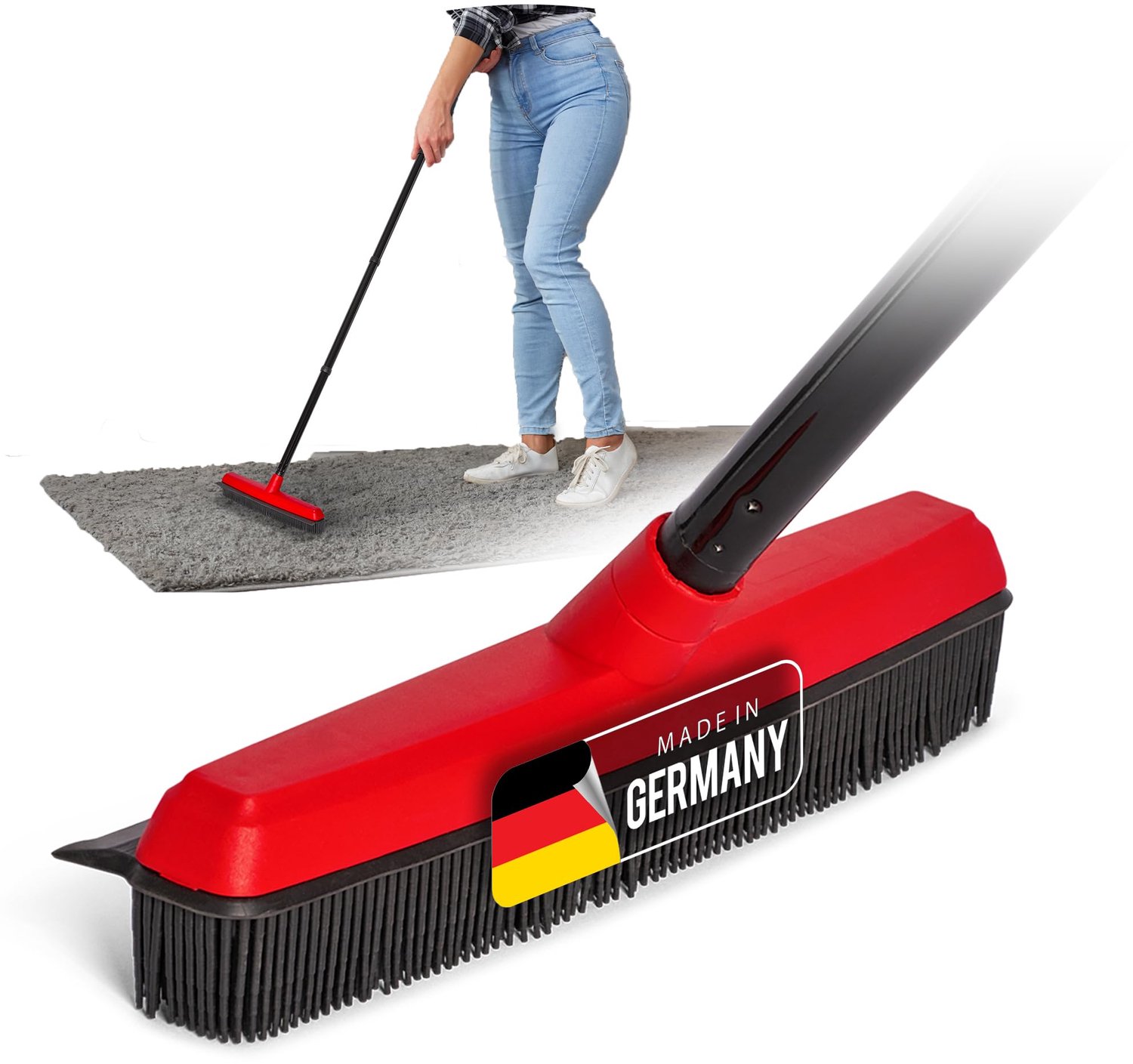 Rubberbezem met Steel 2-in-1 Trekker en Haarverwijderaar voor Binnen en Buiten