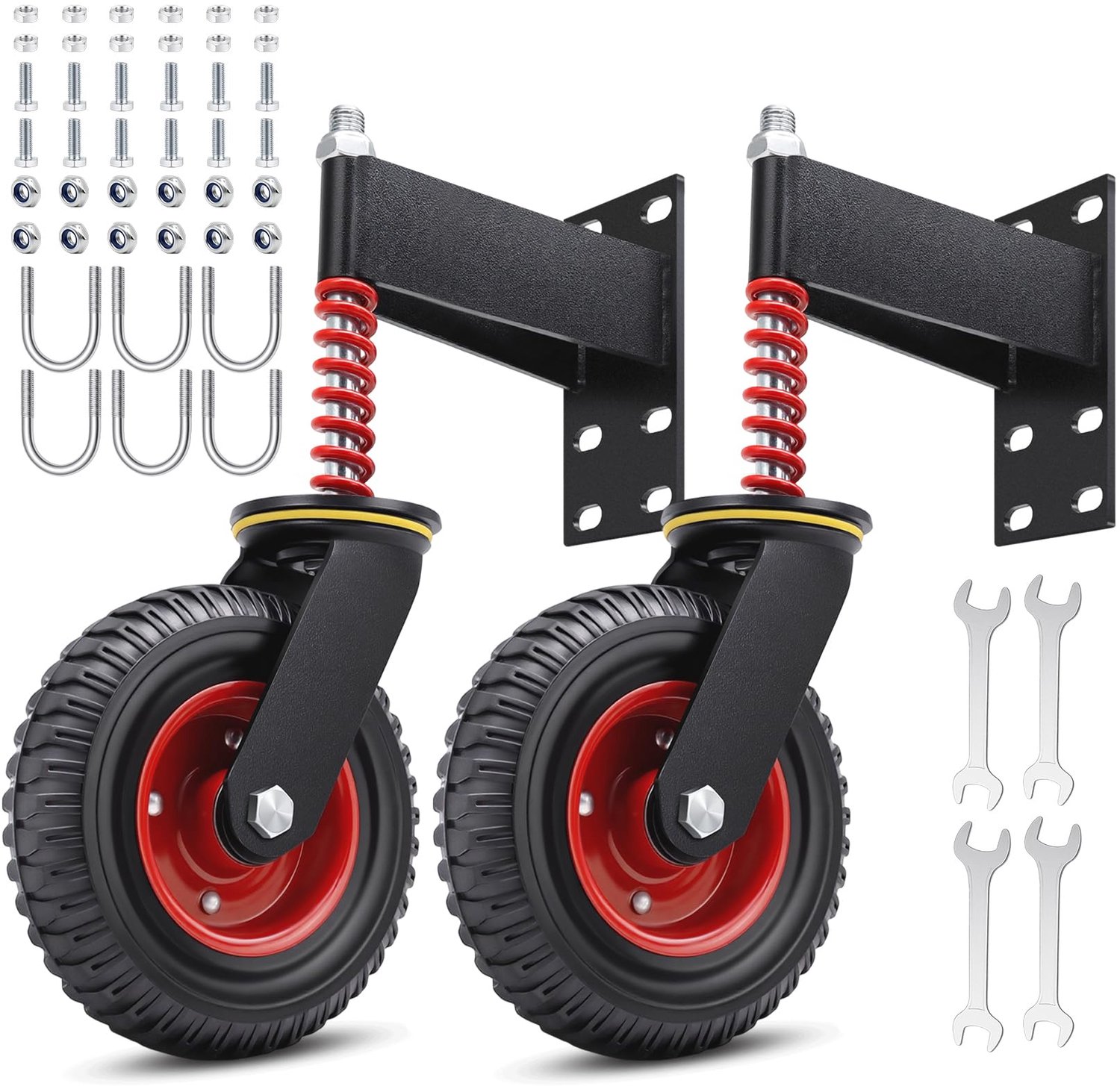 Poortrol 200 mm heavy duty - Zwart rubberen wiel - Draagkracht 250 kg - Robuuste houder van gepoedercoat staal - Dubbele kogellagers - Verstelbare veer - Deurrol