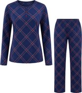 Sexen Dames Pyjama Set - 95% Katoen - Geruit Marineblauw - M