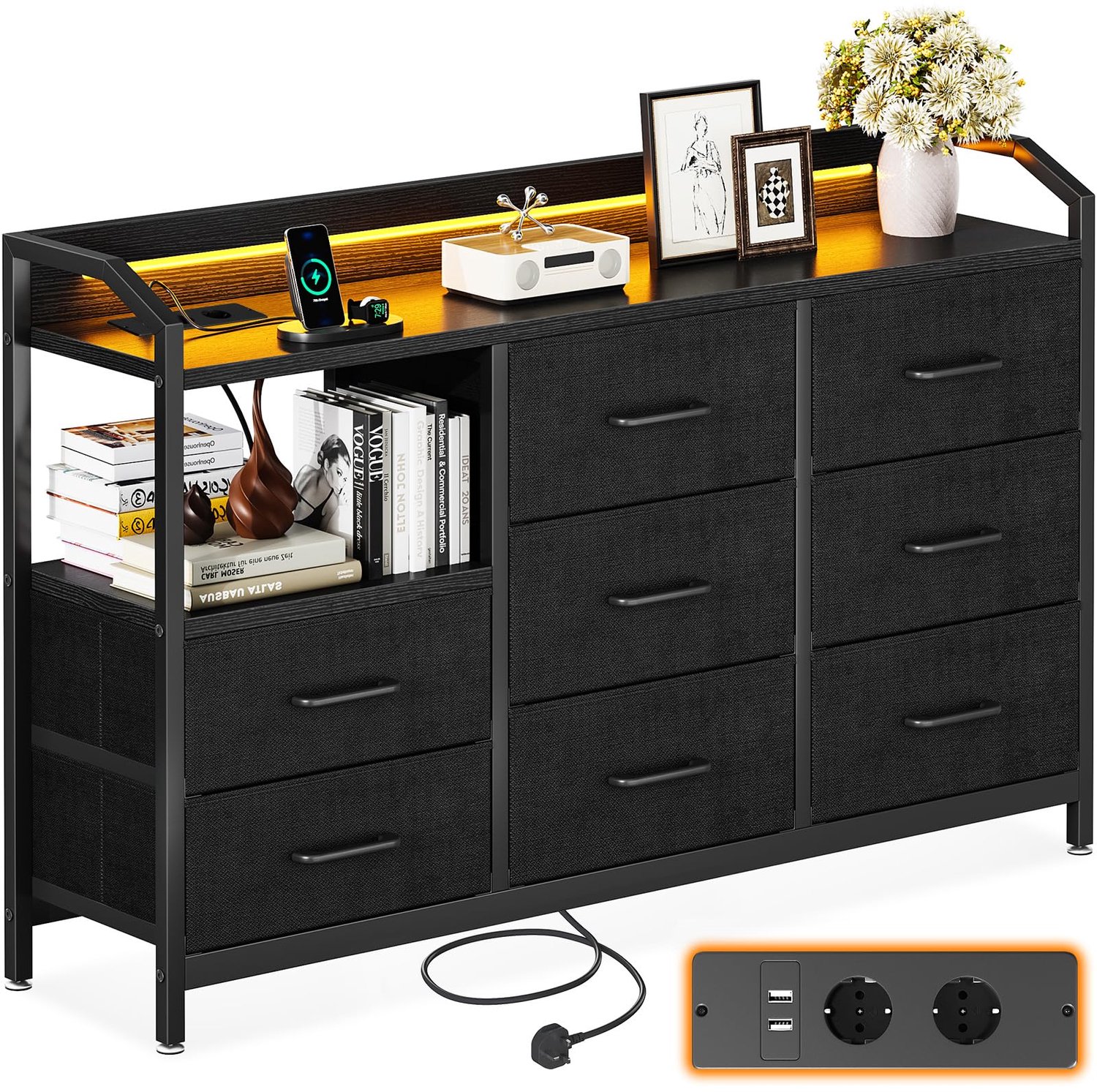 Chest of Drawers met LED Verlichting en USB Aansluitingen