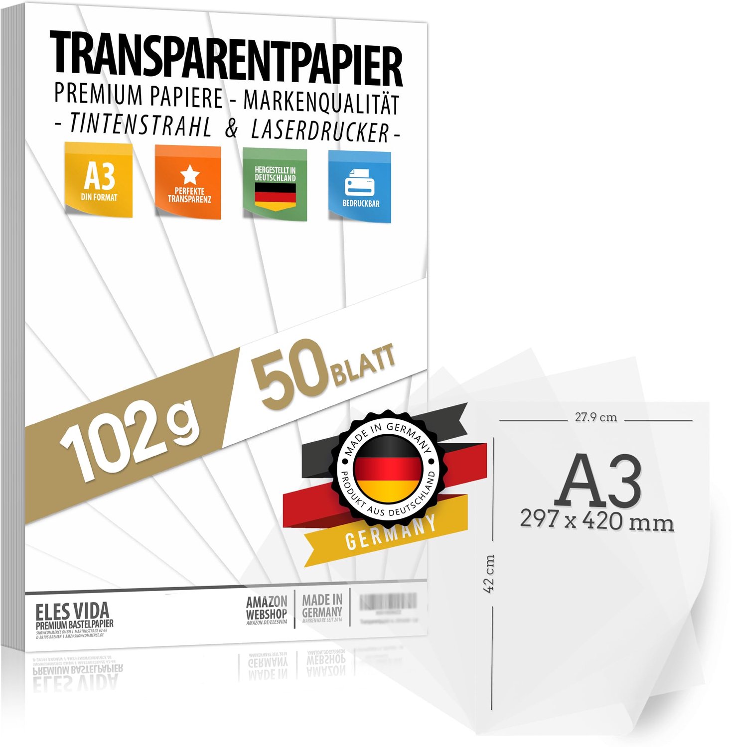 Set van 50 Transparante Vellen Papier A3 - 102 g/m²
