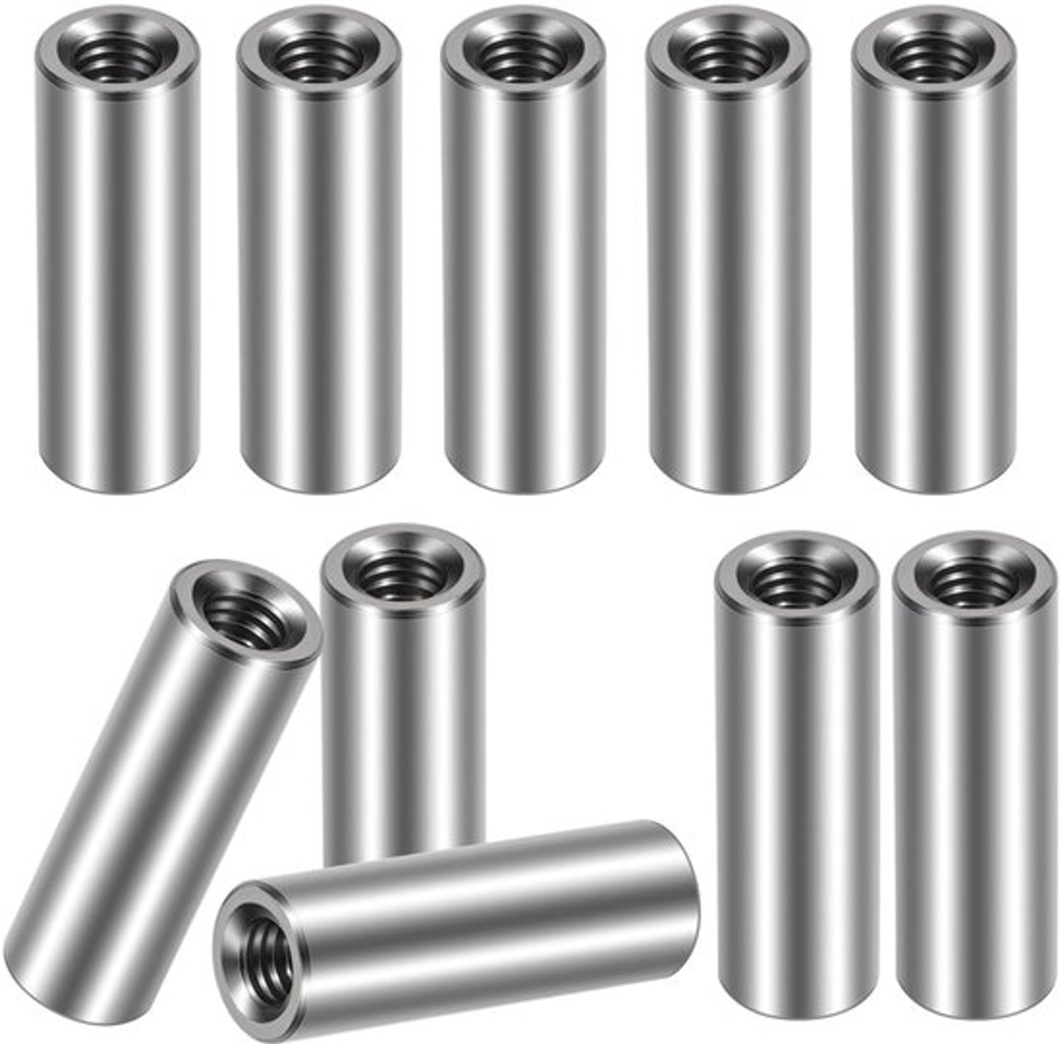 Schroefhulzen, ronde hulzen M6*30 lange moeren ronde aansluitmoeren afstandshulzen koppelmoeren schroefhulzen roestvrij staal 304 10 stuks (M6 x 30)