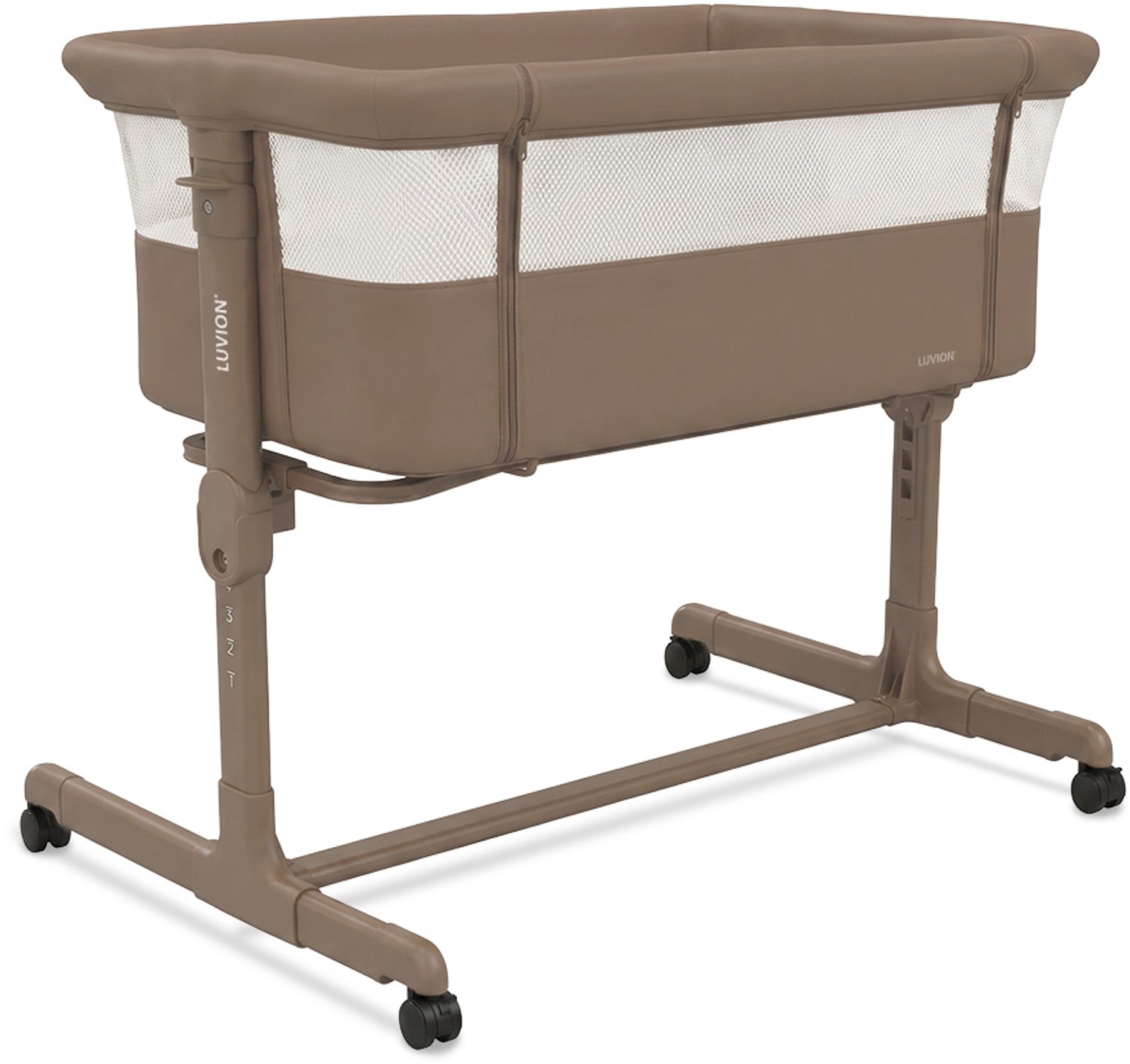 LUVION Co Sleeper Mocha Walnut – Aanschuifbedje – Baby Wieg – Co-Sleeper – Verstelbaar – Inclusief Matras – Bruin