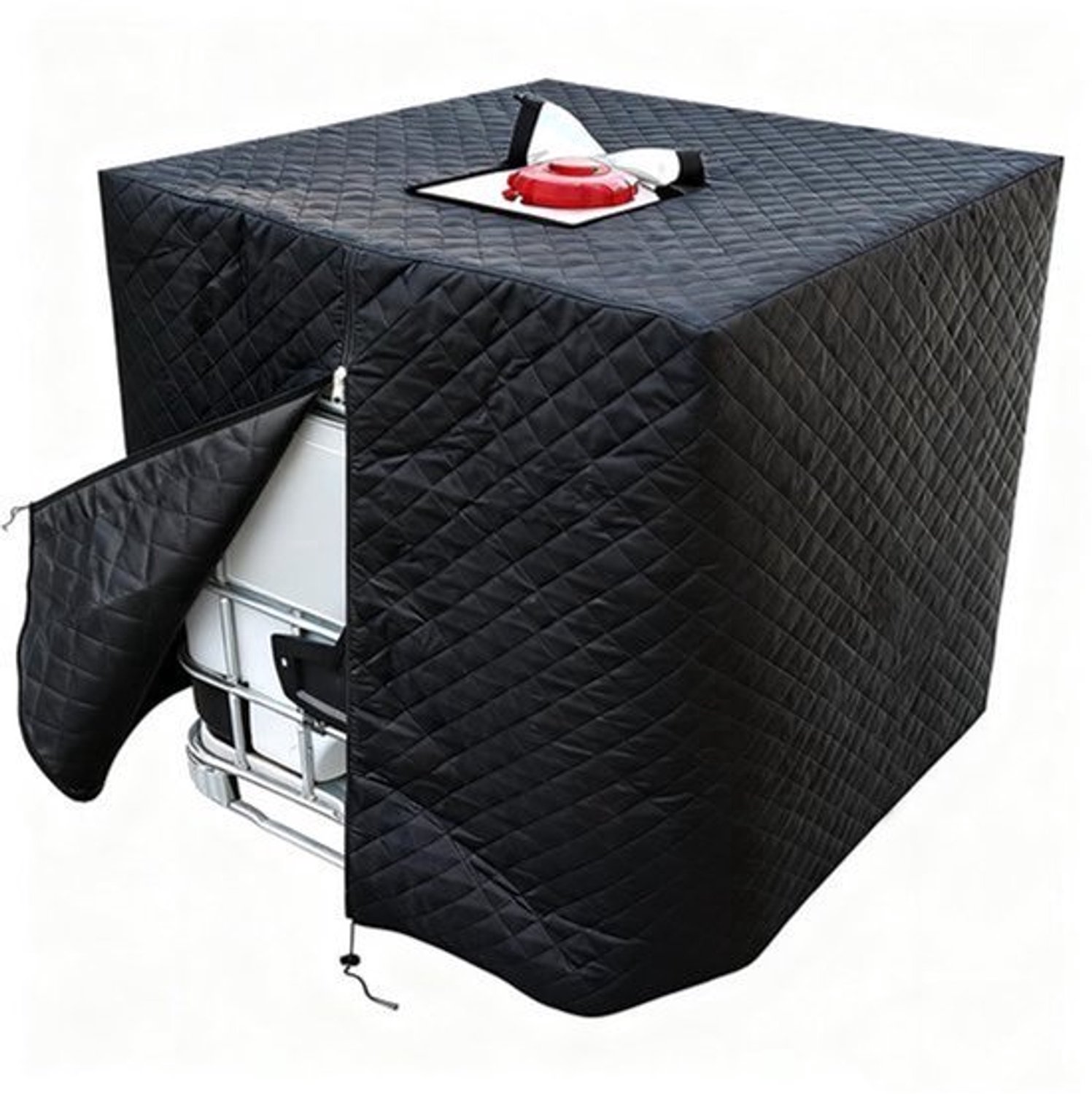 IBC Tankafdekking, winterbestendig, verdikte IBC-tank-thermohoes met ritssluiting, vorstbescherming voor regenton, 1000 l, 120 x 110 x 116 cm, stofdicht, sneeuwbestendig en uv-bescherming