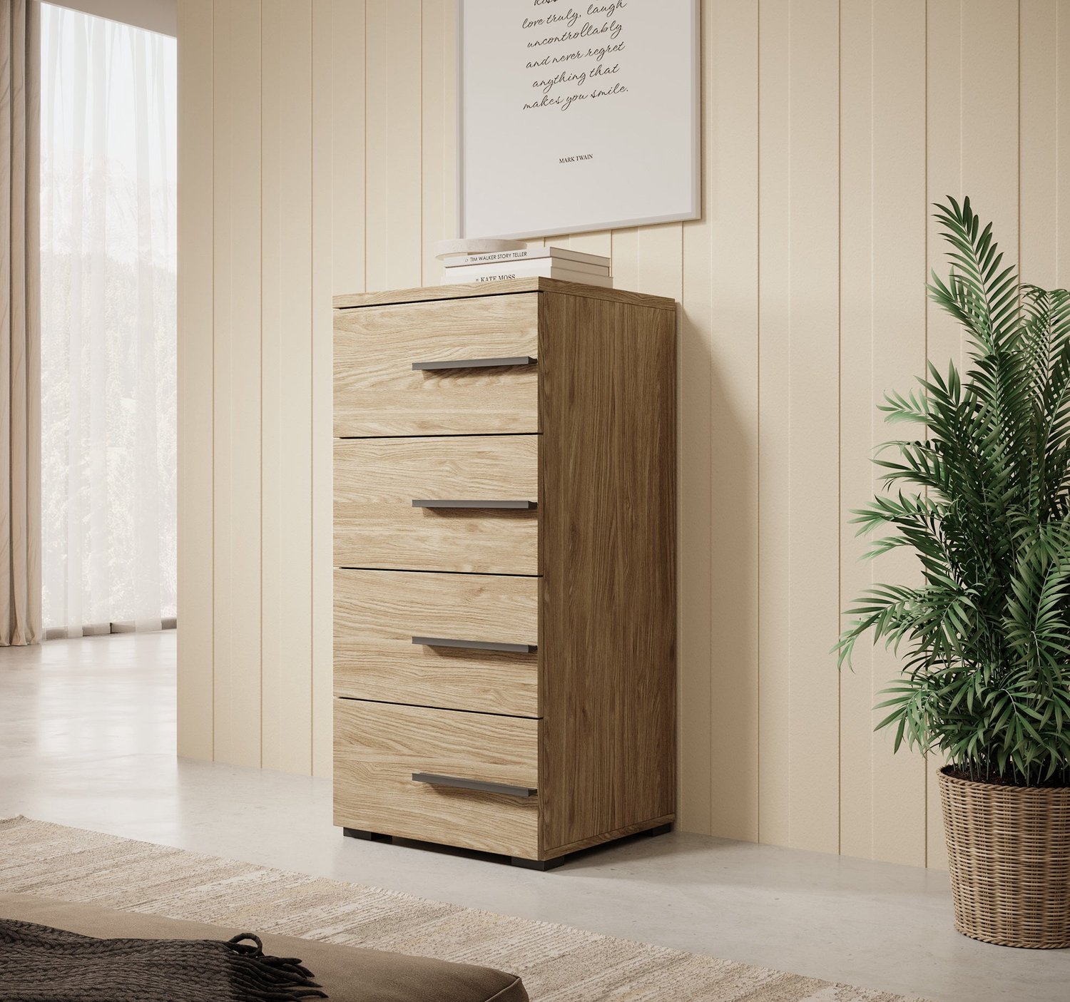MEUBELLA Ladekast Valetta - Eiken - 45x40x94 cm Bruin