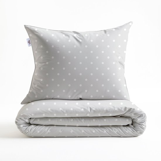 Zohome Dekbedovertrek Punta Di Cotone - Grijs - Tweepersoons - Dekbedhoes van 100% Katoen - Punten - 200x220 + 2 slopen 60/70 cm van Merkloos — afbeelding 4