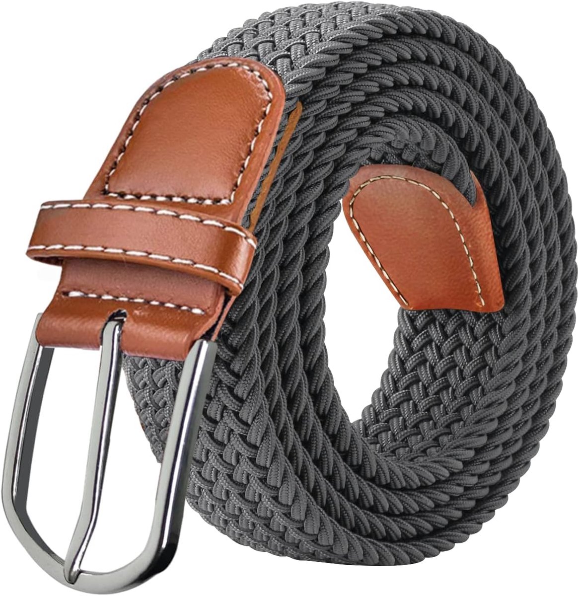 Elastische Riem voor Mannen en Vrouwen - Grijs - Gevlochten Elastisch - Geschikt voor taillemaat tot 40'' - ShopVlot
