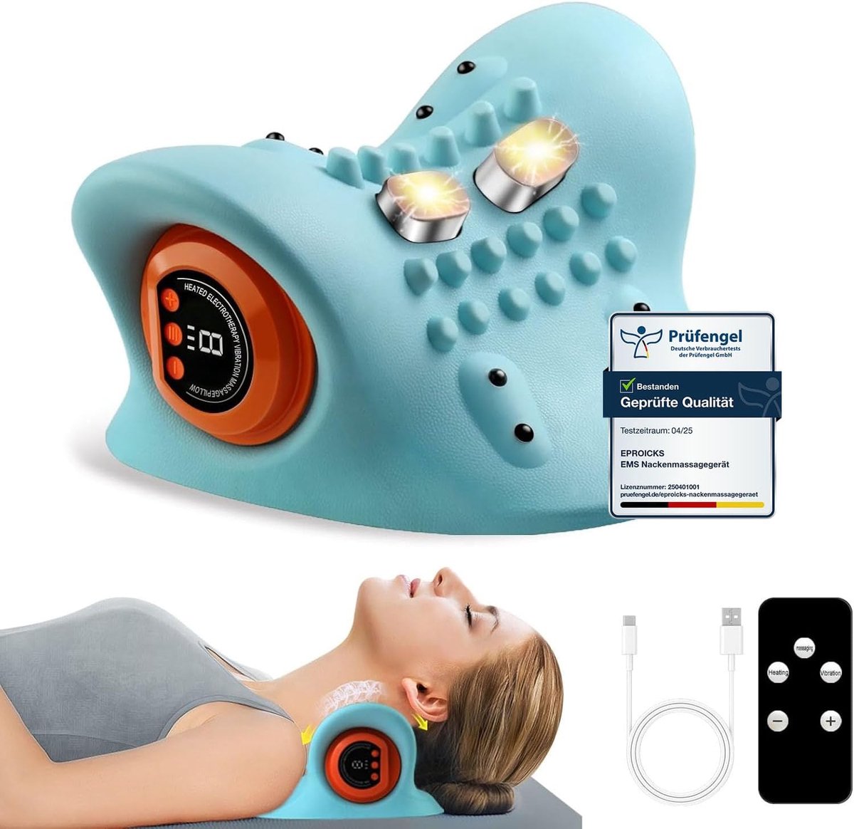 SnelShoppen - Back Shoulder and Neck Massager met Warmte, EMS Rug en Nek Massager | Nek en Schouder Ontspanner, Cervicale Traction Device, 3 Modes, 6