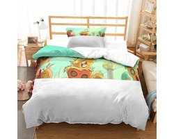 And Morty Dekbedovertrek Sets 3D Kawaii Anime Dekbedhoezen Manga Dekbedset Bed Beddengoed Kind Tiener Volwassenen Tekenfilm Slaapkamer Beddekovertrek 2 Stuk Enkel (135x200cm)