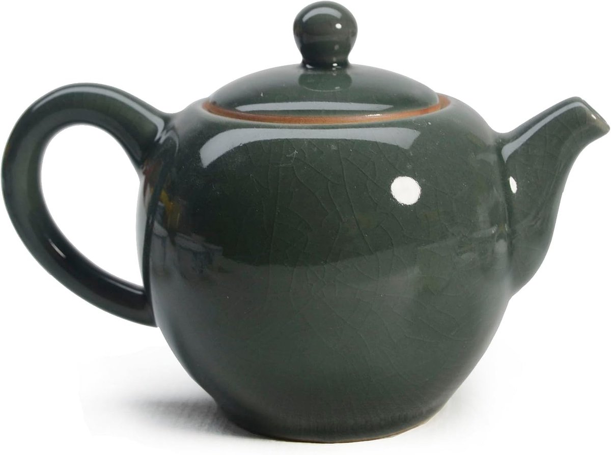 Theepot, 9 oz Theepot Kleine Theepotten Chinese Traditie Ice Crack Glaze Keramische Thee Waterkoker (Groen)