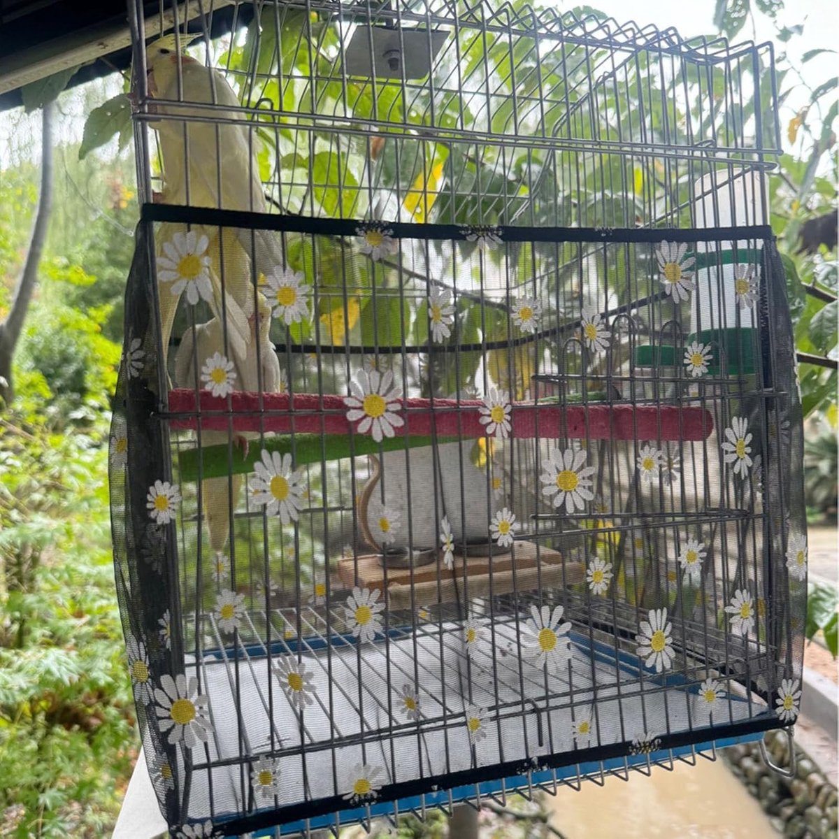 Vogelkooi-zaadvangernet past op ronde en vierkante kooien voor parkieten, ara, Afrikaans grijs, 3XL