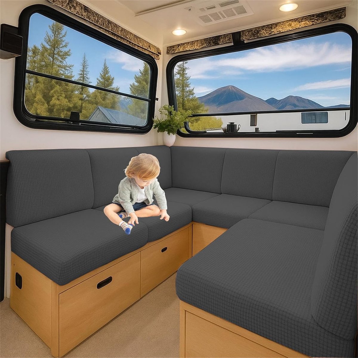 Stretch, caravan, van jacquard, antislip, voor bank
