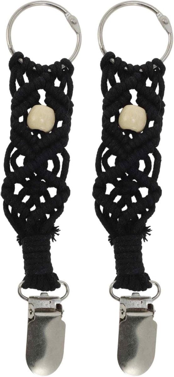 Geweven hoedhouder, reisclip voor hoed, accessoires voor tassen, rugzakken, portemonnees, bagage, outdoor, zwart, 2 stuks