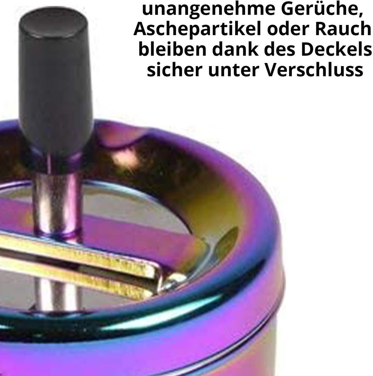 Kogu Draaiasbak Asbak draaiasbak in regenboogdesign, kleurrijk glanzend, 9 cm diameter
