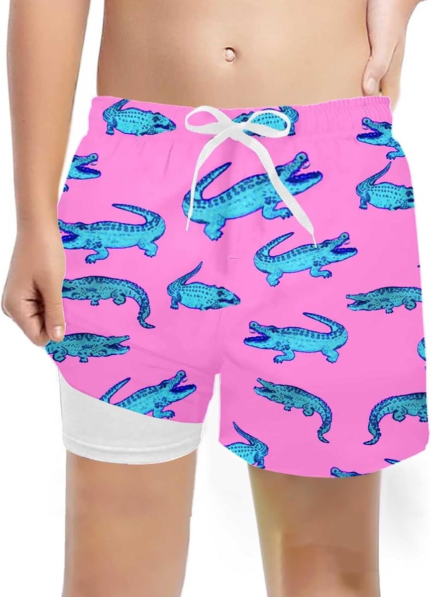 Modieus badpak voor jongens met compressievoering en rekbare zwemshorts