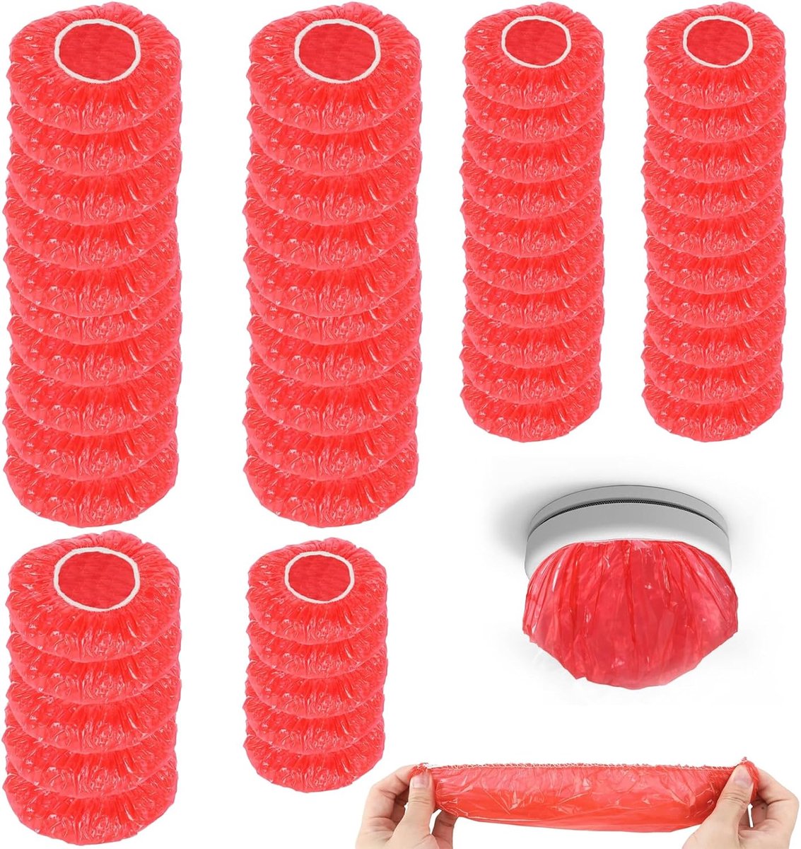 Beschermhoes 50 stuks – Flexibele maten 15 cm & 10 cm – Duurzaam en herbruikbaar – Bescherming tegen stof en vuil – Eenvoudige installatie, rood