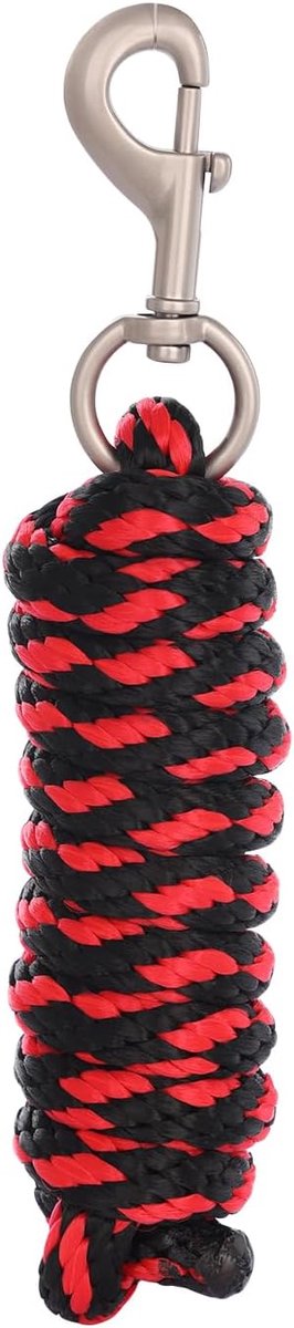 Rijbreiwerk voor paard, in verschillende stijlvolle designs, leiband, pony, ezel, geit, lang, gebreid met karabijnhaak (rood zwart, karabijnhaak)