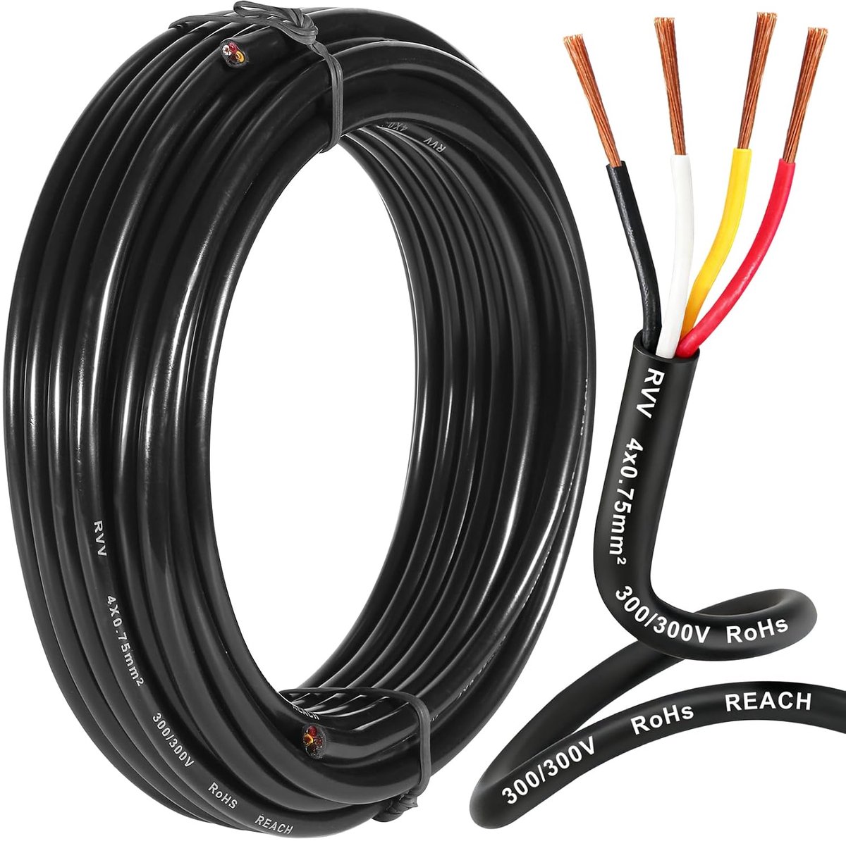 4 Draads Aanhangwagenkabel 5M, aanhangerverlichtingskabel 4 Polige, voertuig 4 aderige ronde kabel voor aanhangwagencaravan, 80V 24V 12V 4 pins kabel voor auto's 0,75 mm²
