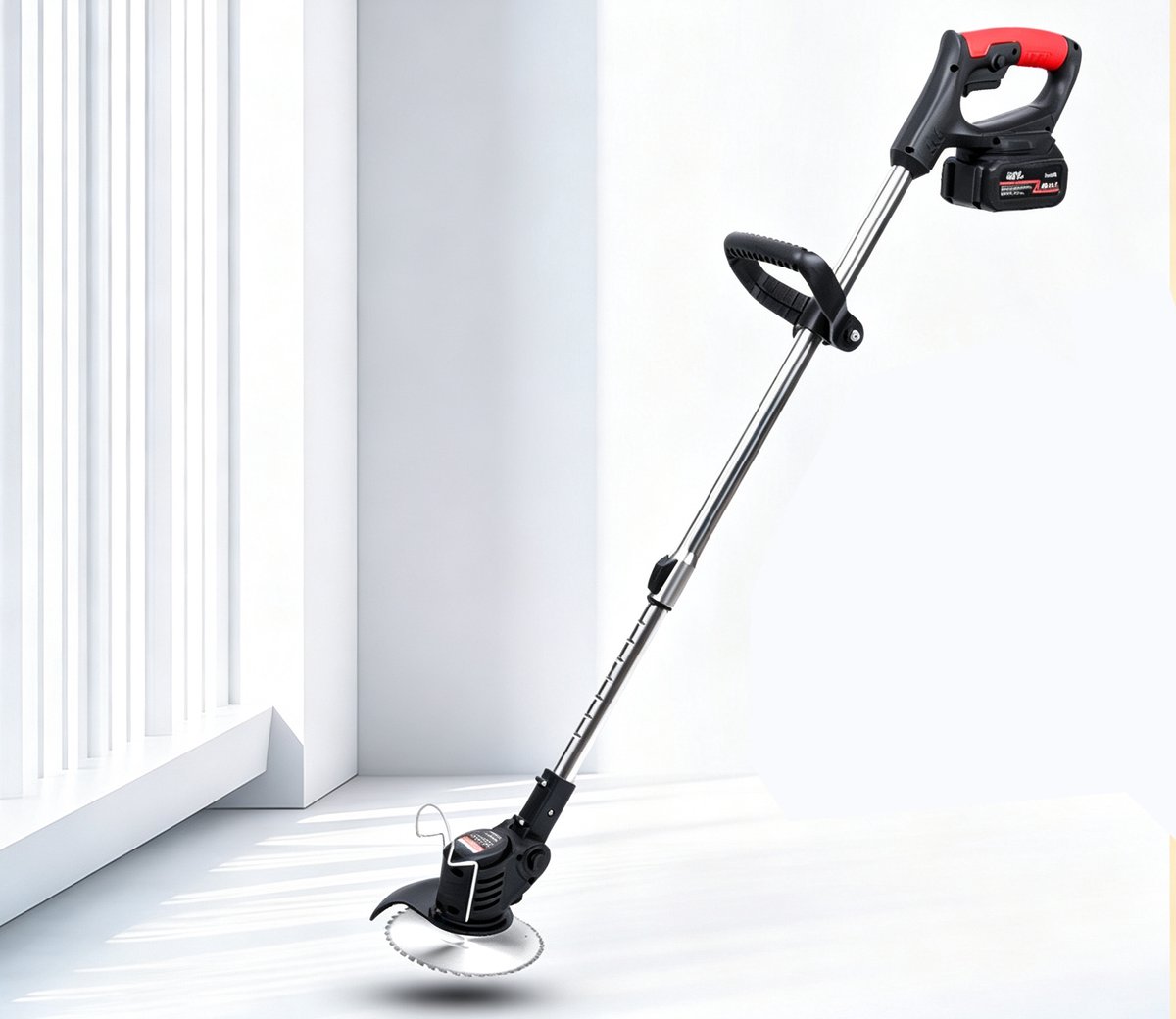 21V Draadloze Elektrische Grasmaaier Trimmer Lichtgewicht werkt op accu inclusief accu geschikt voor het maaien van gazon tuin en terras (Zwart) 85*16*8cm