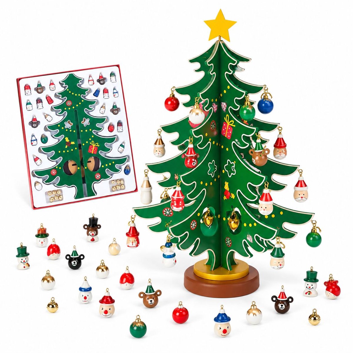 VHV - Adventskalender 2026 - 32 cm kerstboom - Kerst adventskalender - voor jongens en meisjes en ideale kers
